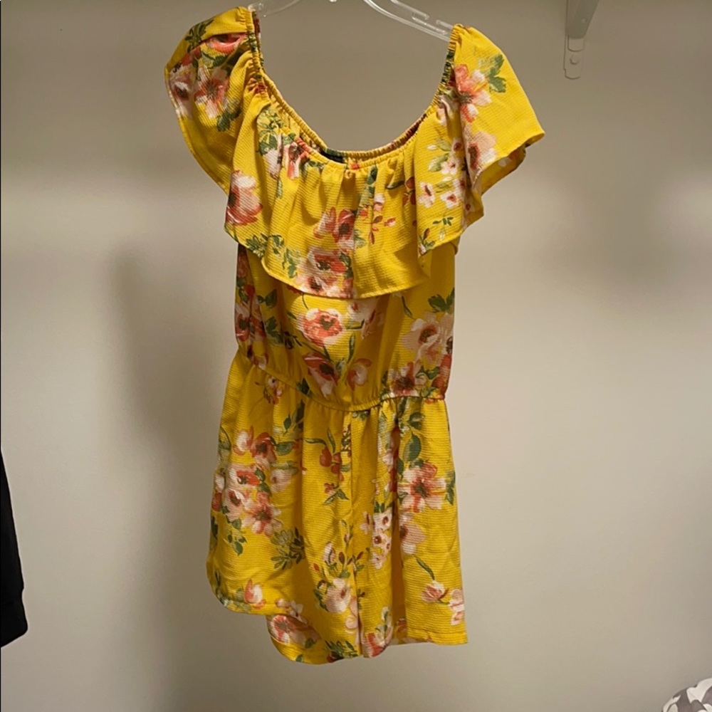 off the shoulder floral romper